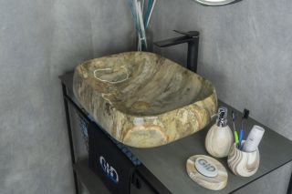 Раковина Gid Mnc186 54423 накладная под камень глянцевая 56x42x14